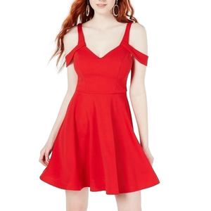 NWT Sequin Hearts Red Scuba Off Shoulder Fit Flare Dress size 7